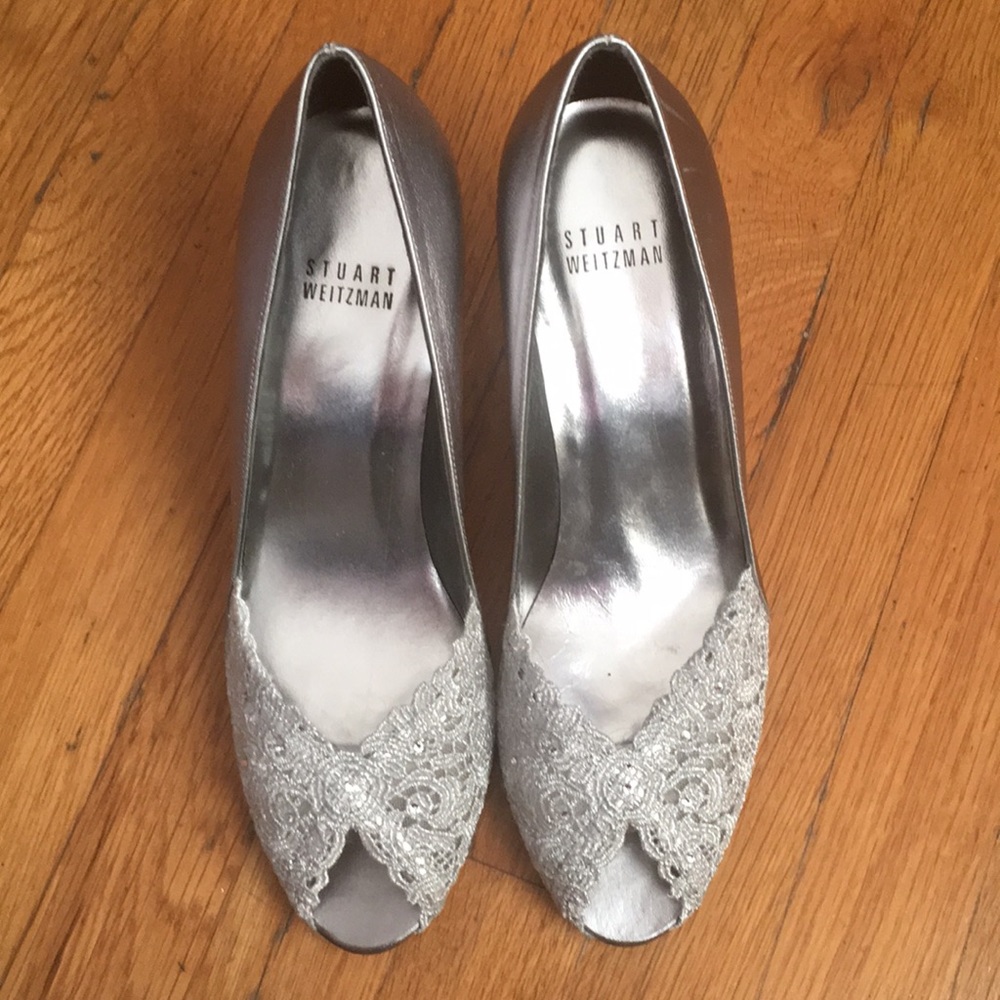 Stuart Weitzman silver heels